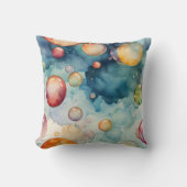 カラフル泡の水彩アート クッション (正面)