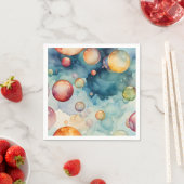 カラフル泡の水彩アート スタンダードカクテルナプキン (インサイチュ)