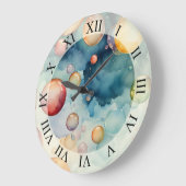 カラフル泡の水彩アート ラージ壁時計 (傾斜)