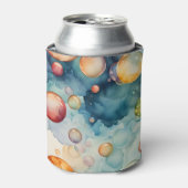カラフル泡の水彩アート 缶クーラー (缶正面)