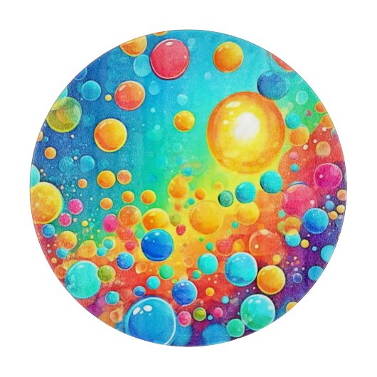 カラフル泡の浮き絵 カッティングボード (正面)