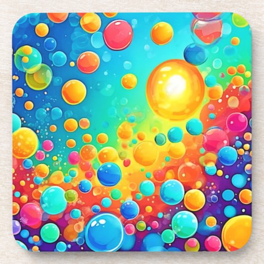 カラフル泡の浮き絵 コースター (正面)