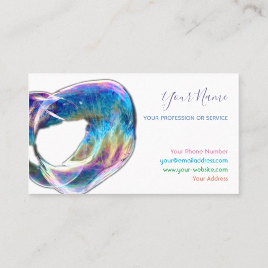 カラフル泡誕生日プランナー及びパーティーバス 名刺 (裏面)