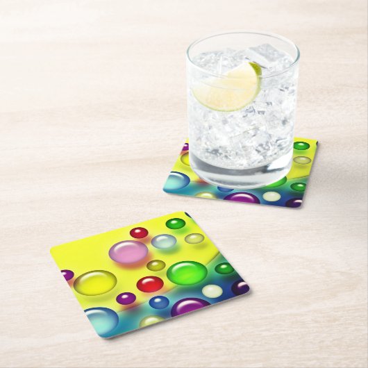 カラフル泡 スクエアペーパーコースター (インサイチュ)