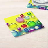 カラフル泡 スクエアペーパーコースター (アングル)