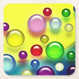 カラフル泡 スクエアペーパーコースター