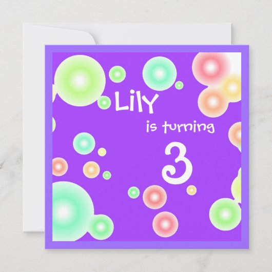 カラフル泡 招待状 (正面)