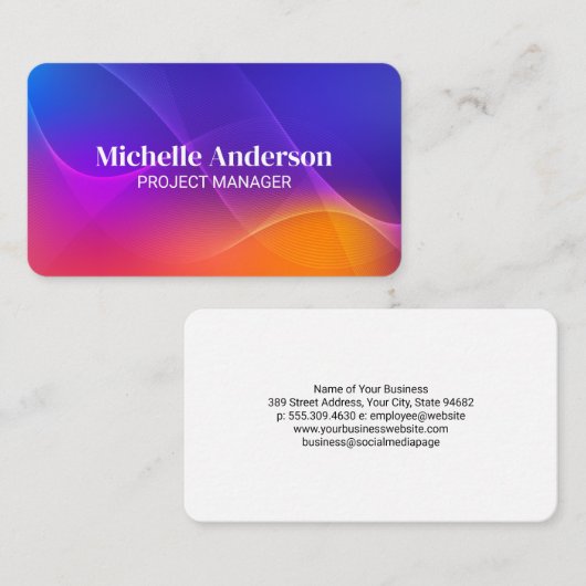 カラフル波線の背景 名刺 (正面/裏面)