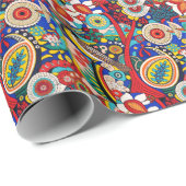 カラフル浮世鳥数々の素計 ラッピングペーパー (ロールコーナー)