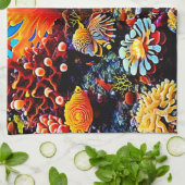 カラフル海水中生物 キッチンタオル (折り畳み)