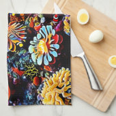 カラフル海水中生物 キッチンタオル (四つ折り)