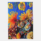 カラフル海水中生物 キッチンタオル (縦)