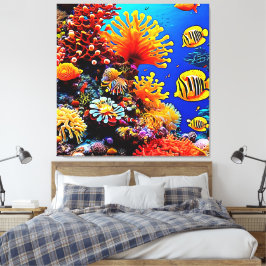 カラフル海水中生物 キャンバスプリント