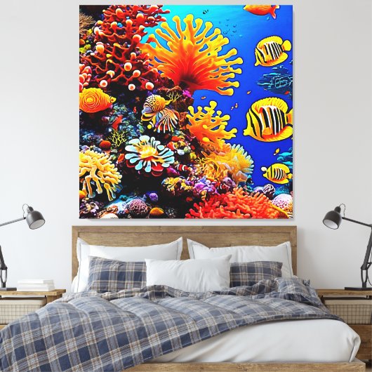 カラフル海水中生物 キャンバスプリント (インサイチュ (寝室))