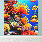 カラフル海水中生物 キャンバスプリント (インサイチュ (ウッドフロア))