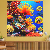 カラフル海水中生物 キャンバスプリント (インサイチュ (リビング))