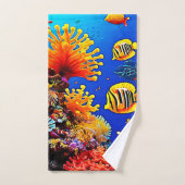 カラフル海水中生物 バスタオルセット (ハンドタオル)