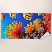 カラフル海水中生物 ビーチタオル (正面)