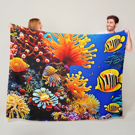 カラフル海水中生物 フリースブランケット (インサイチュ)