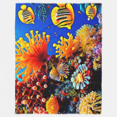 カラフル海水中生物 フリースブランケット (正面)