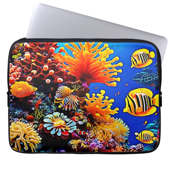 カラフル海水中生物 ラップトップスリーブ (正面)