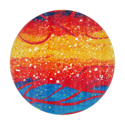 カラフル海波のパターン買今 カッティングボード (正面)