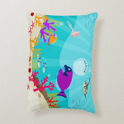 カラフル海海獣の子供の名前 アクセントクッション (裏面(縦))