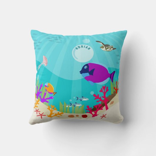 カラフル海海獣の子供の名前 クッション (裏面)