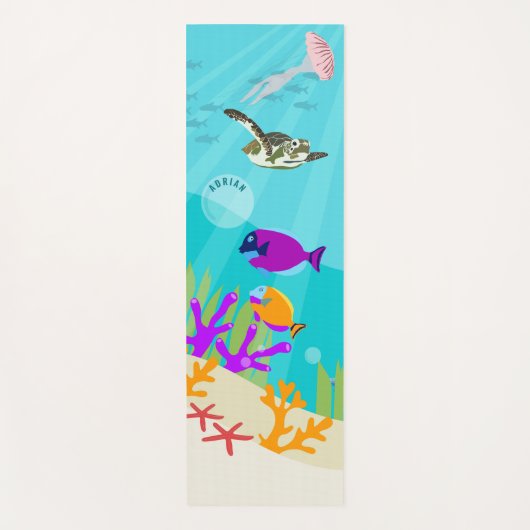 カラフル海海獣の子供の名前 ヨガマット (正面)