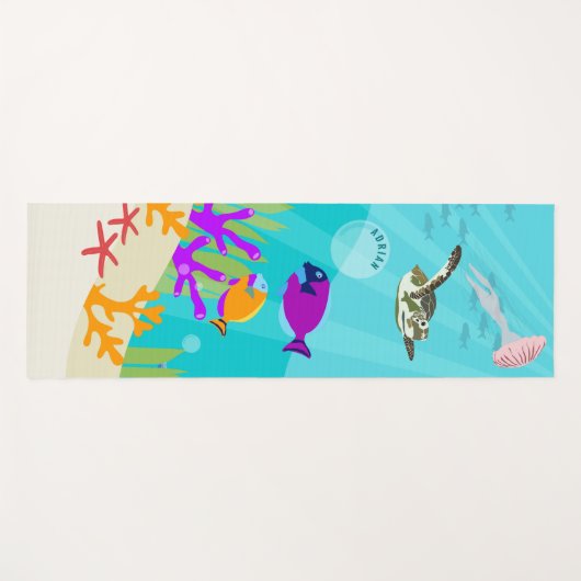 カラフル海海獣の子供の名前 ヨガマット (正面(横))