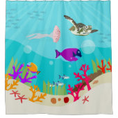 カラフル海海獣キッズ シャワーカーテン (正面)