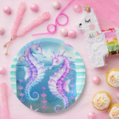 カラフル海馬と貝殻の紙プレート ペーパープレート (パーティー)