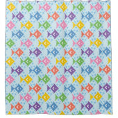 カラフル海魚の模様 シャワーカーテン (正面)