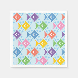 カラフル海魚の模様 スタンダードカクテルナプキン