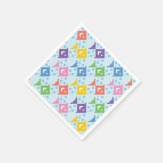 カラフル海魚の模様 スタンダードカクテルナプキン (角)