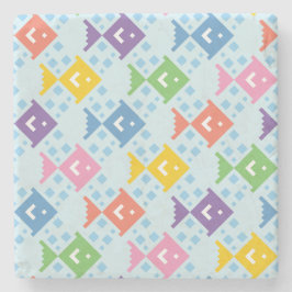 カラフル海魚の模様 ストーンコースター