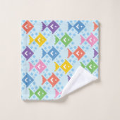 カラフル海魚の模様 バスタオルセット (ウォッシュタオル)