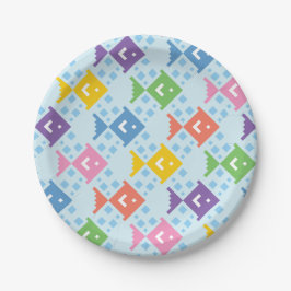 カラフル海魚の模様 ペーパープレート