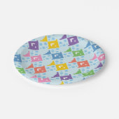 カラフル海魚の模様 ペーパープレート (アングル)