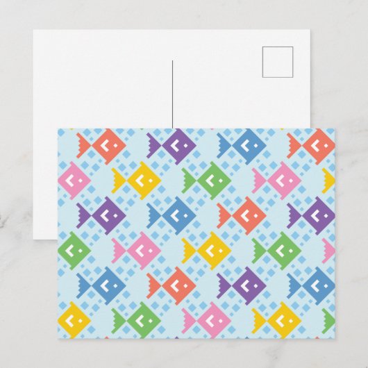 カラフル海魚の模様 ポストカード (正面/裏面)