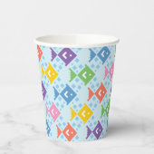 カラフル海魚の模様 紙コップ (左)