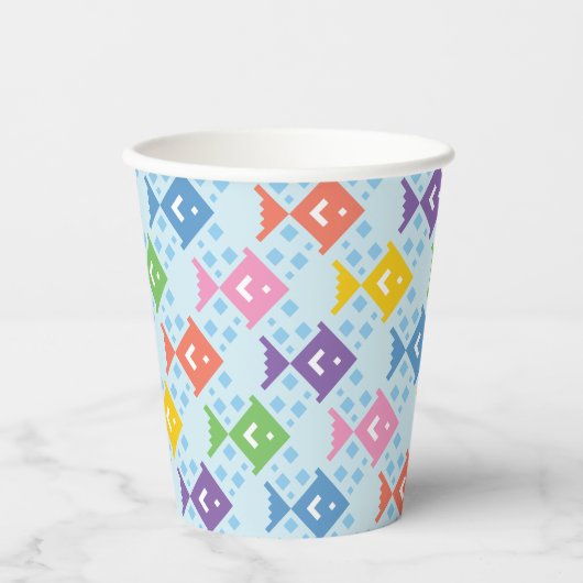 カラフル海魚の模様 紙コップ (正面)