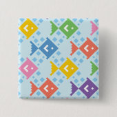 カラフル海魚の模様 缶バッジ (正面)