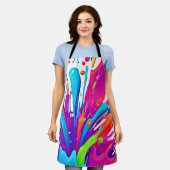 カラフル液絵を描散 エプロン (着用した状態)