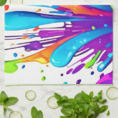カラフル液絵を描散 キッチンタオル (折り畳み)