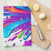カラフル液絵を描散 キッチンタオル (四つ折り)