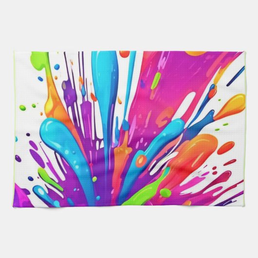 カラフル液絵を描散 キッチンタオル (横)