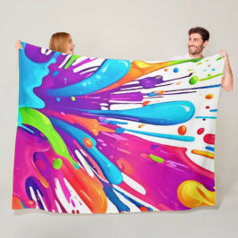 カラフル液絵を描散 フリースブランケット