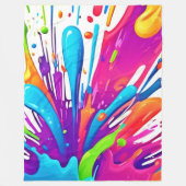 カラフル液絵を描散 フリースブランケット (正面)