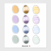 カラフル淡い色のイースター卵 シール (シート)